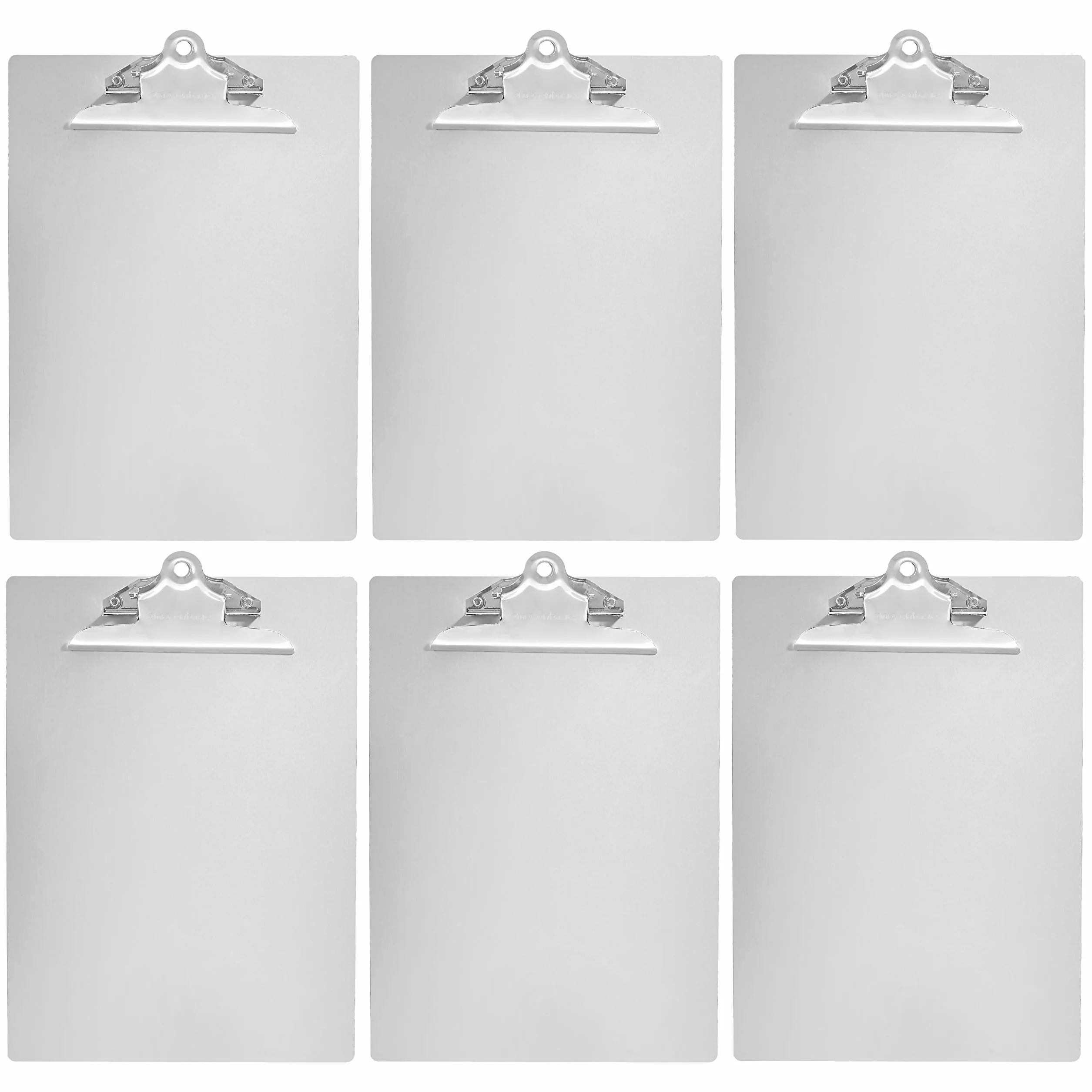 Amazon Basics Lot de 6 porte-blocs à pince standard Aluminium Format A4, Argenté