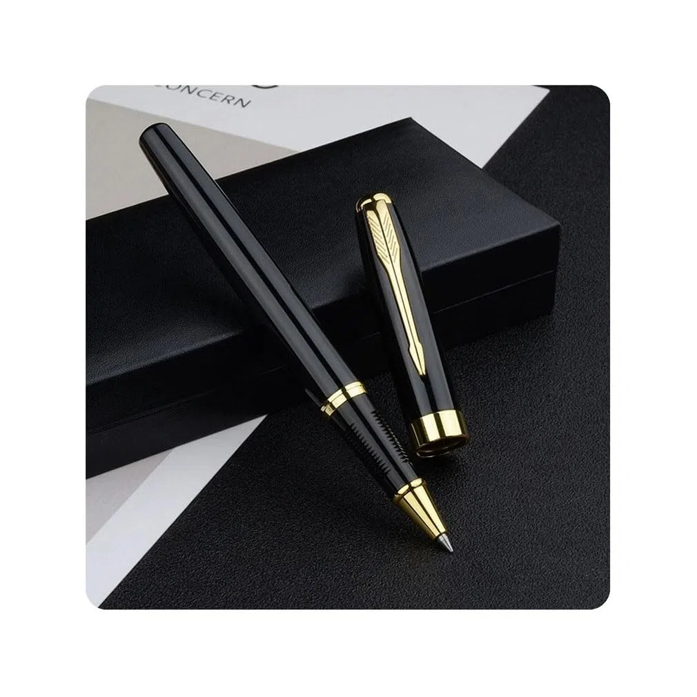 Lot de stylos de signature en métal (noir) - Stylo à bille personnalisé - Qualité supérieure - Coffret cadeau - Bureau professionnel
