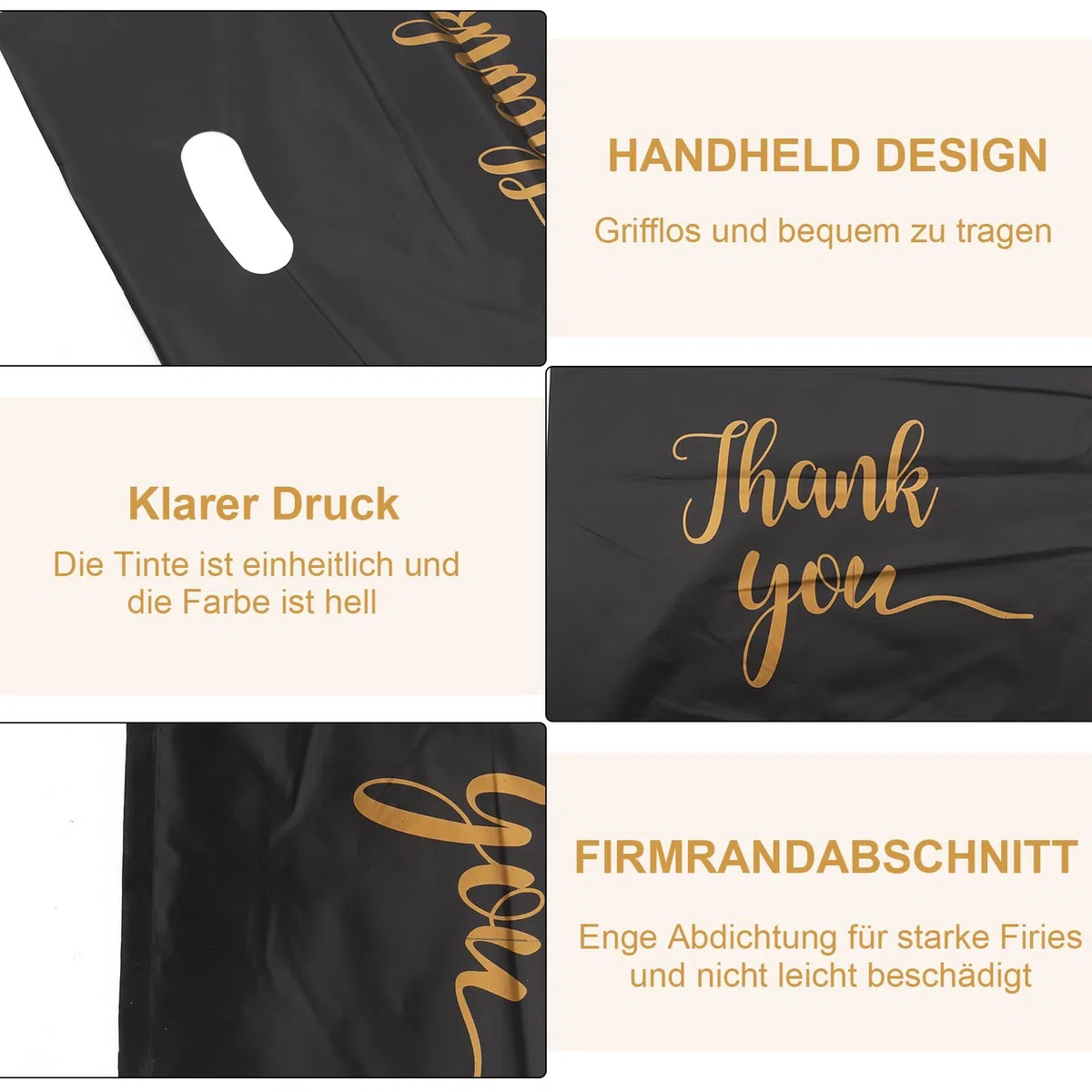 Sacs cadeaux 100 Packs Sac plastique “Thank you”en plastique, Pochette d'Envoi 40 x 30cm sac fourre-tout Sacs de Vente au Détail Etanche pour L'emballage Stockage Shopping